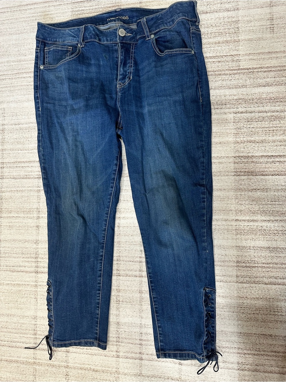 Maurice’s Women’s Dark Blue Lace-Up Hem Jeans